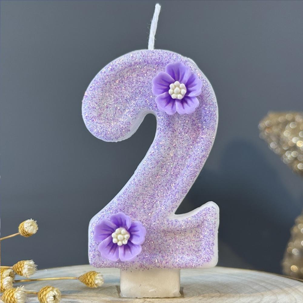 1pc Number 0-9 Candle Cake Topper Butterfly Flower Shaped Birthday Anniversary Party Cake Number Candle Decoration