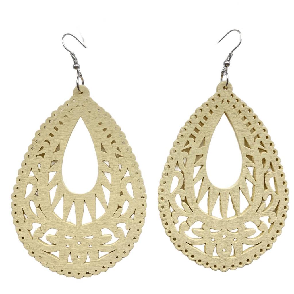 Bohemian Beach Wooden Long Earrings
