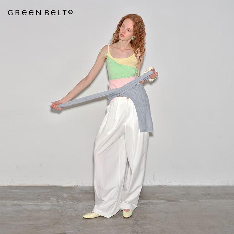 

GREEN BELT Women s City Roam Pleated White Wide-Leg Pants M