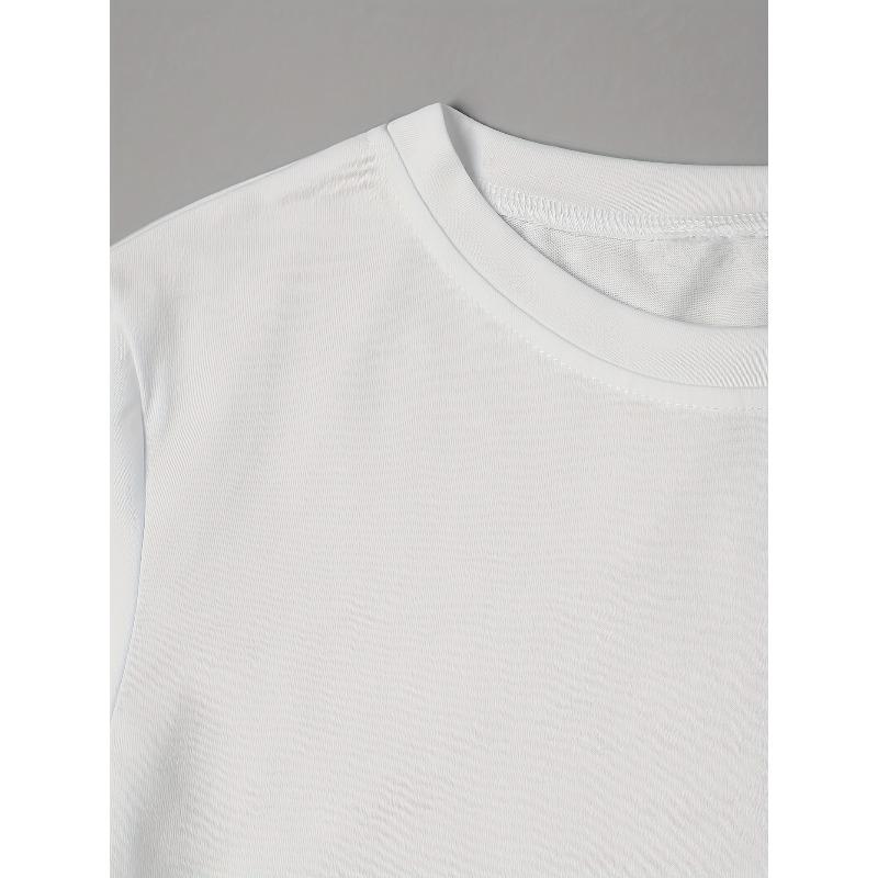 European Size European Size Cartoon Portrait & Letter Print T-Shirt, Casual Short Sleeve Top For Spring & Summer, Women's Clothing