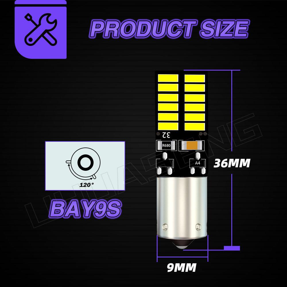 UHUASENG 2 Stück LED T10 Birne BA9S BAX9S BAY9S H6W H21W W5W T4W 4014 Innenraum Hecknebel Blinker Signallampe Auto Standlicht 12V Kennzeichenleuchten