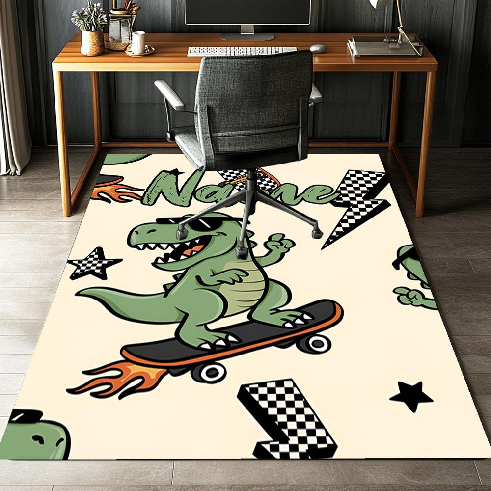 Custom Name Dinosaur Printed Carpet,Rug for Office Chair Living Room Bedroom Kitchen Room Decor Gifts.