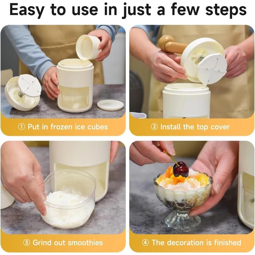 Shaved Ice Machine Snow Cone Machine Manual Portable Ice Crusher and Shaved Ice Machine BPA Free for Home Kitchen and Picnic