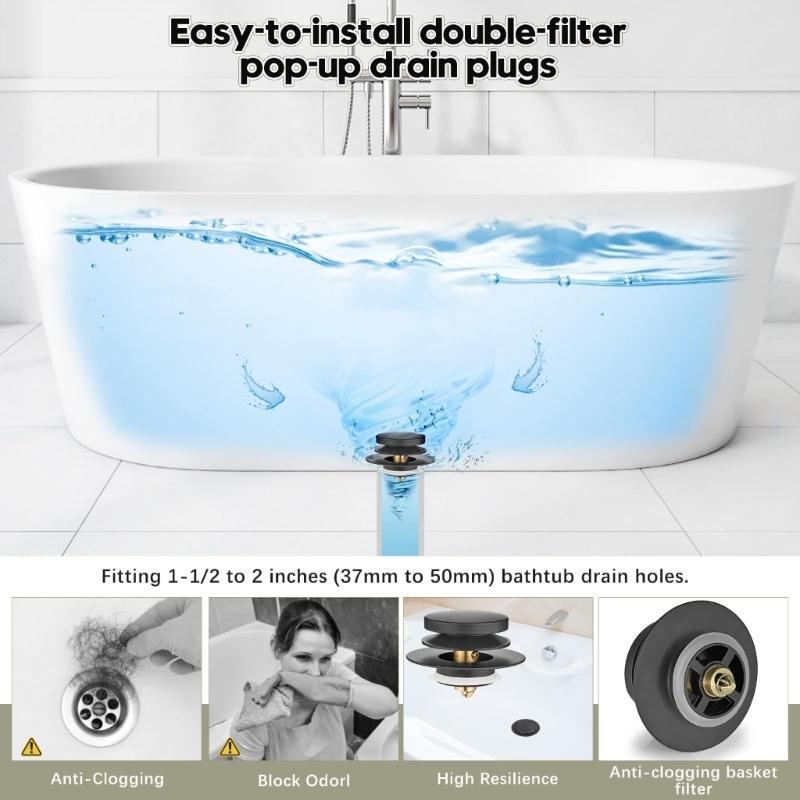 Strong Metal Bath Tub Drain Stoppers Popups Mechanism Proof Designs Drain Stoppers Metal Bath Drain for Bathroom