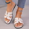 Women's Summer Flat Slides, Solid Color Lightweight Outdoor Shoes, Casual Beach Slide Shoes