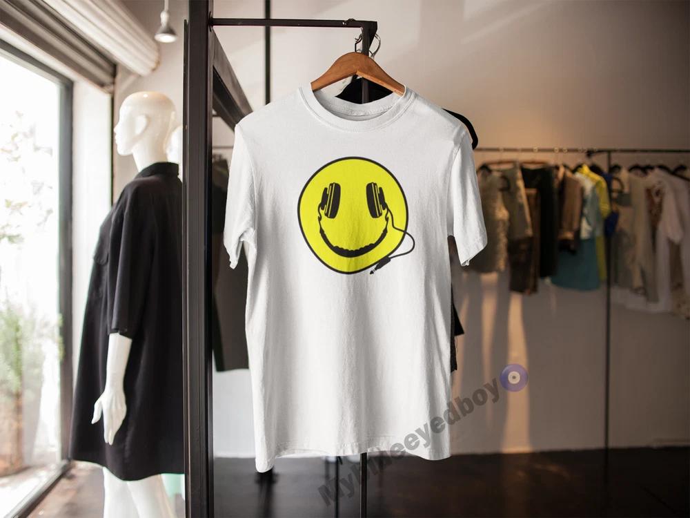 Dj Headphones Smiley Face Logo Tshirt Acid House Rave Hardcore Adults Kids