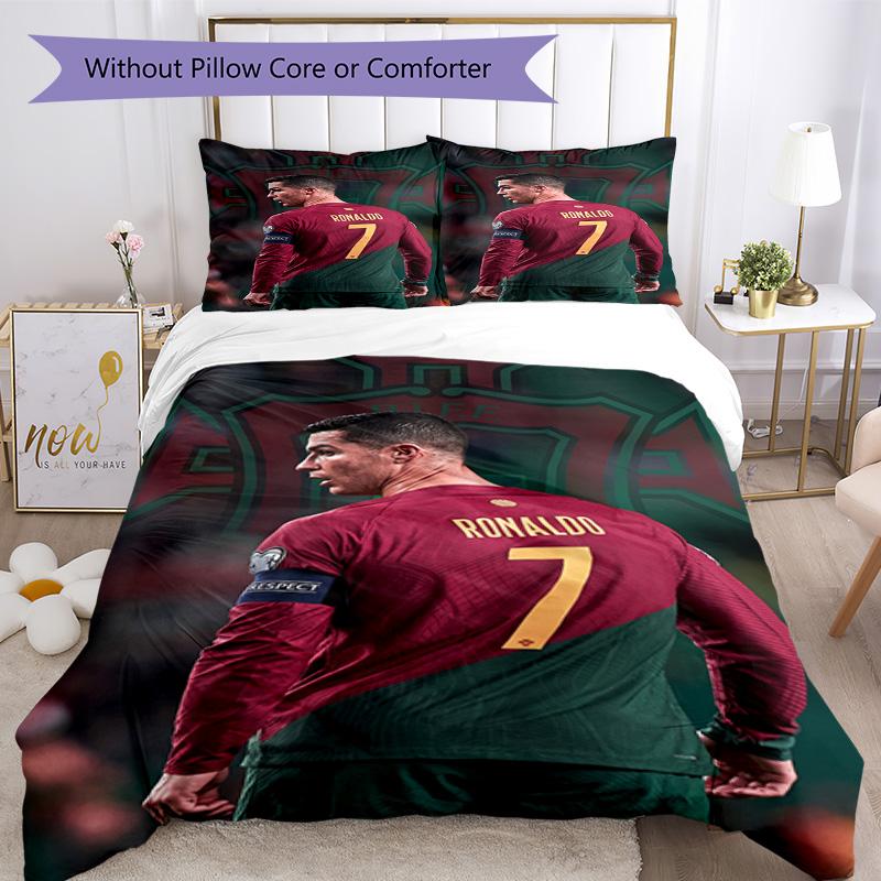 Cristiano Ronaldo Bedding Set Breathable Duvet Cover with Pillowcases Decorative Bed Linen for Bedroom Home Decoration Birthday Gift