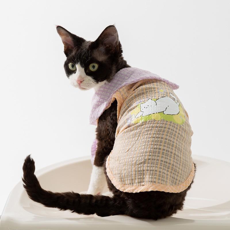 Spring and Summer Cat Striped Two-legged Suspender Skirt Hairless Cat Vest Couple Cat Skirt Pet Clothing Cat Clothing