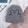 Girl All-match Stripe Winter Embroidered Bear Wool Hat Knitted Hat Women Beanies Korean Style Caps