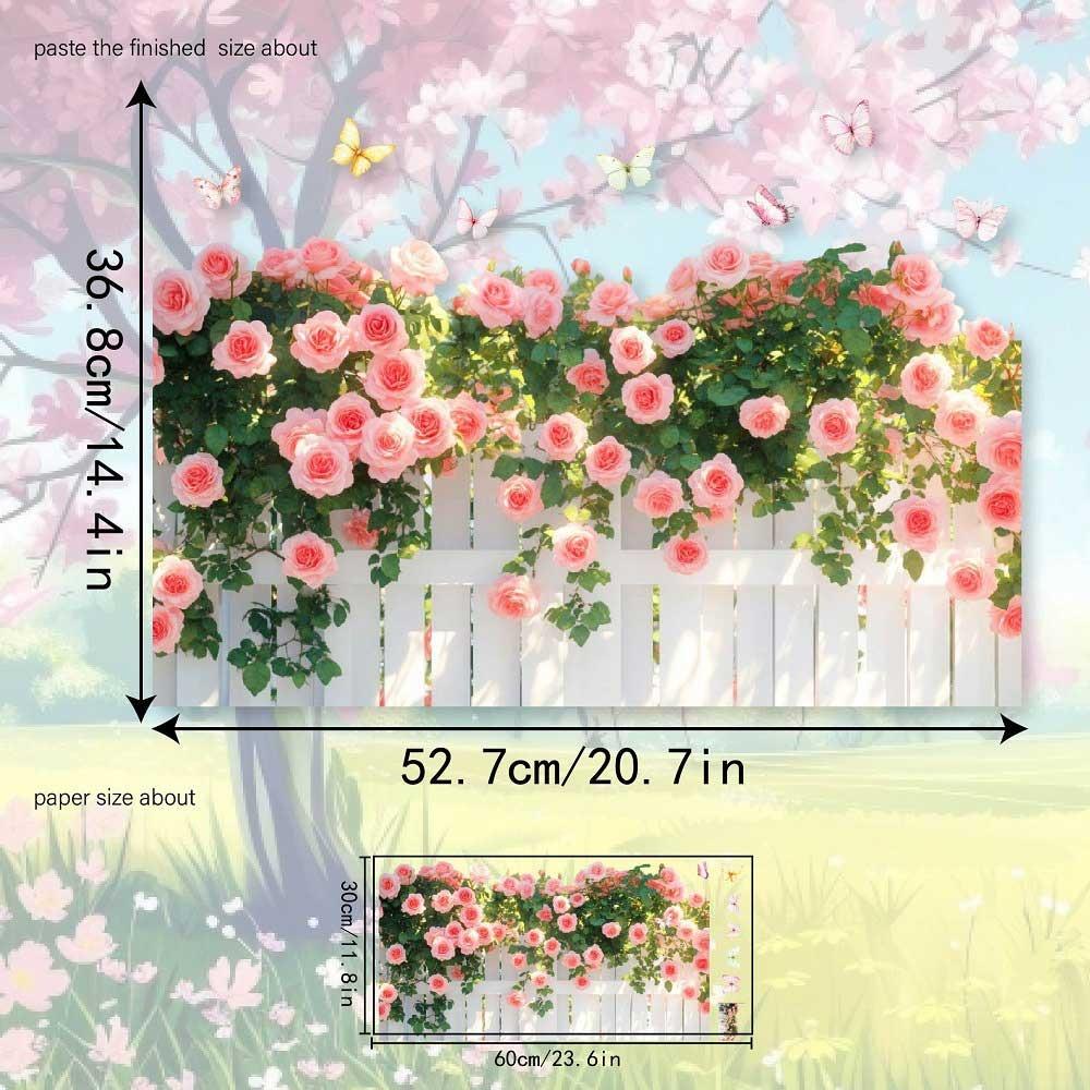 Multicolor Flower Wall Sticker Self-adhesive Flowers Pattern Wall Art Background Wall Ornament Fence Design