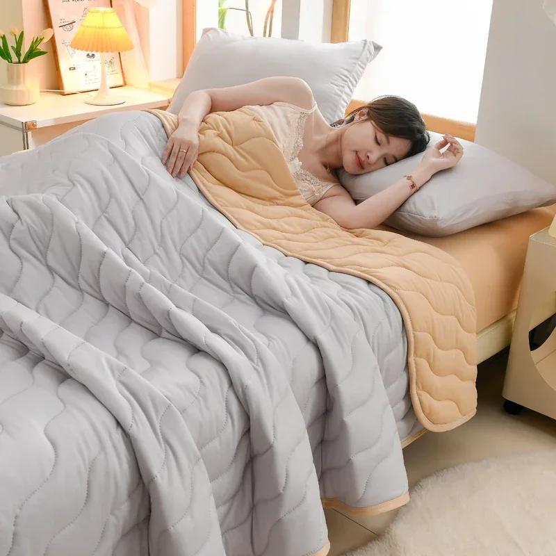 New Floral Spring Summer Quilt and Pillowcase Soft Skin-friendly Single Double Blanket Knitted Breathable Thin Comforter Duvet