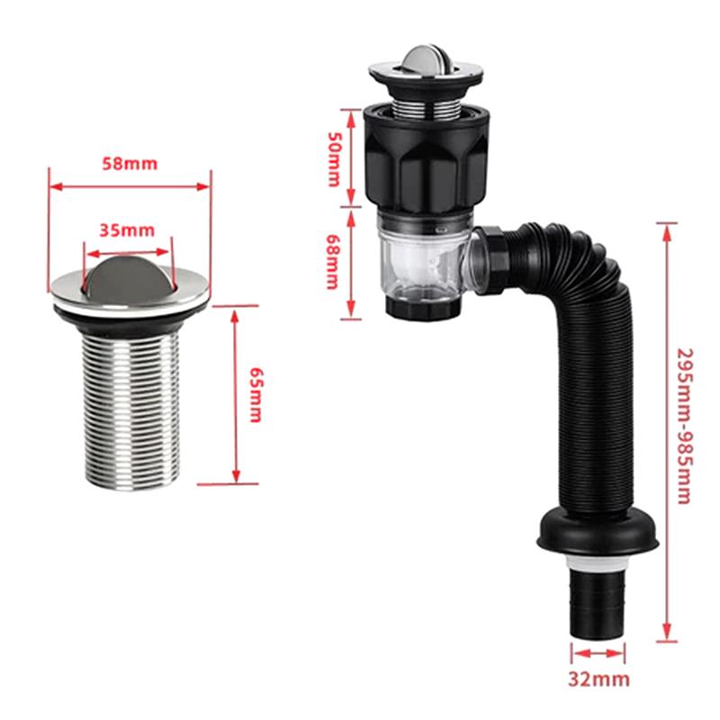 Universal Sink Drain Pipe Set Retractable Deodorant Sewer Drainage Water Hose Bathroom Kitchen Wash Basin Drainer Accessories