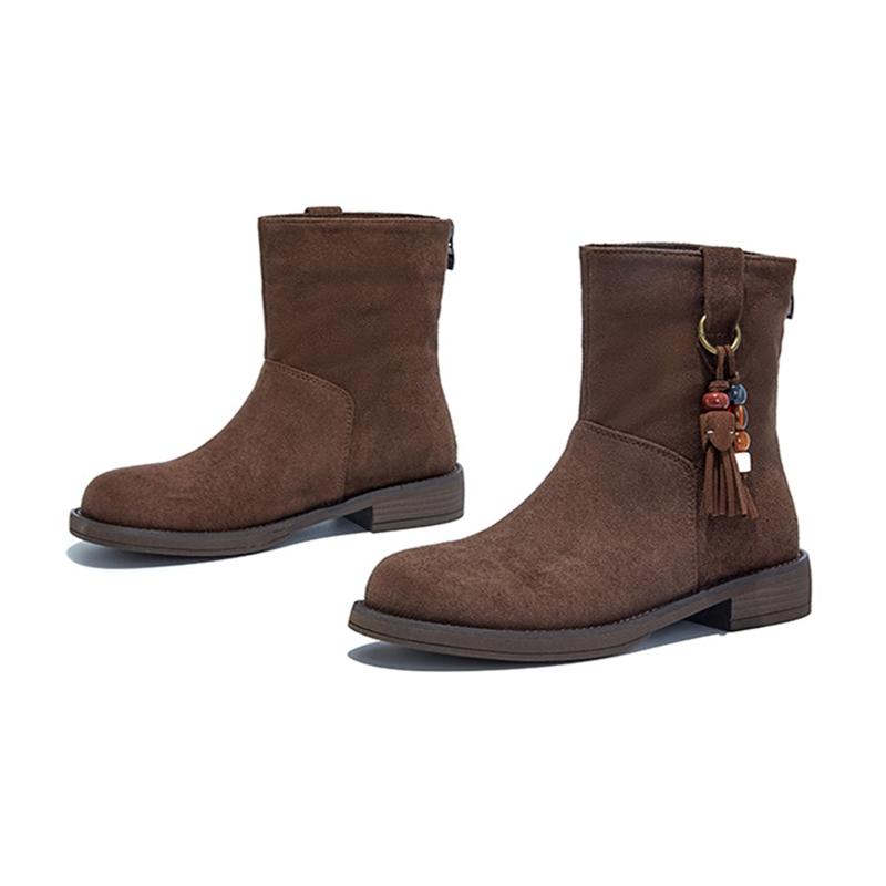 Mode AIYUQI 2025 Maillard Damen Western Cowboy Stiefel Rutschfest Rundzehen Damenstiefel Übergröße Stiefeletten und Kurze Stiefel weiblich