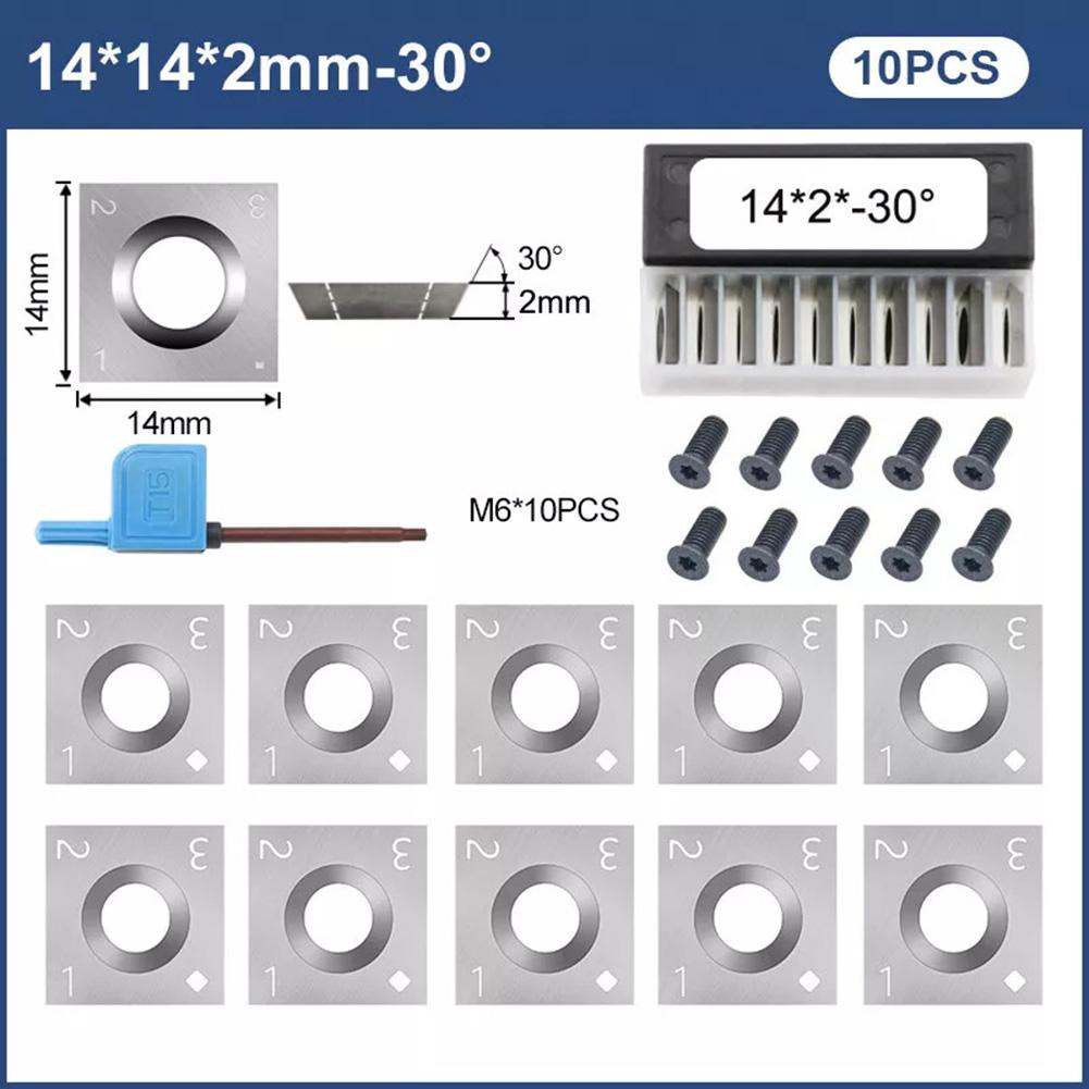 10 Carbide Inserts 14mm x 14mm x 2mm for Wood Lathe Perfect Replacement for Spiral Heads and Straight Contours