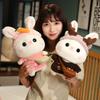 Weiches Kaninchen Lalafanfan Kaninchen Café Mädchen Plüschtier Niedlich 30cm Kawaii Lalafanfan Puppe mit Brille mit Kleidung Spielzeug Geschenk