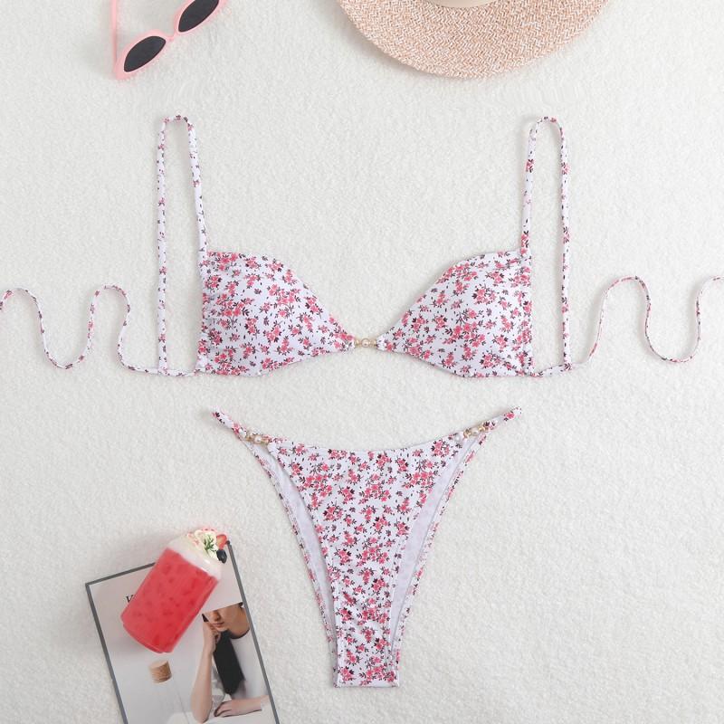 Leopard-print Sexy Bikini Suspender Swimsuit Women's High-class Beach Hot