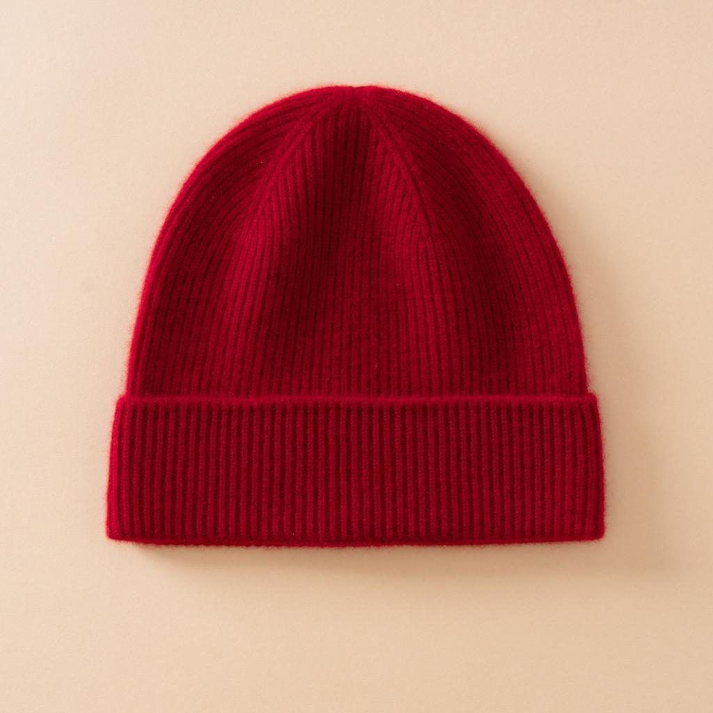 % Pure Cashmere Top Luxury Women's Solid Color Simple Wind First-line Knitted Seamless Headgear Average Size