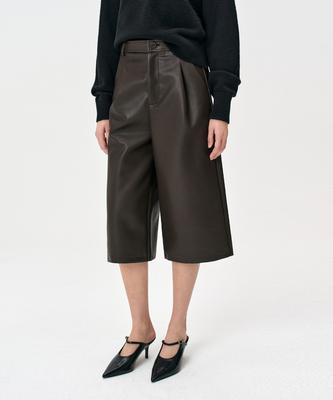 RIDIFI Tailored Leather Crop Pants (Brown)
