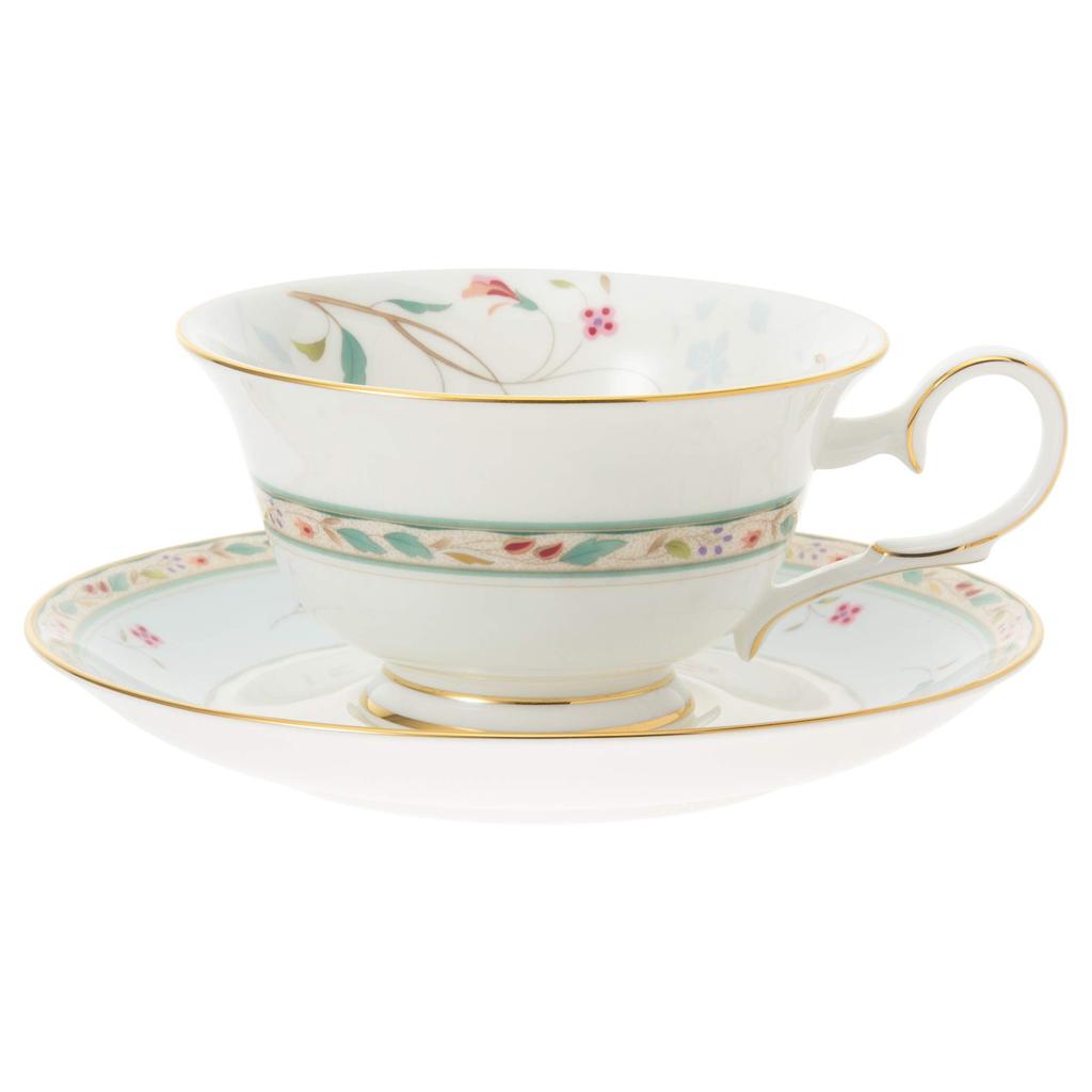 Noritake Cup & Saucer (for both coffee and tea), 215cc, Floral Print, Blue Bone China, T50717A/4409-6