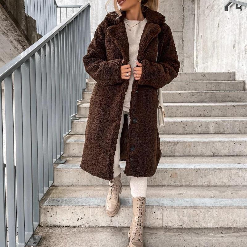 

Женские винтажные повседневные куртки и пальто с решетчатым принтом, осенне-зимние куртки-поло с длинными рукавами и воротником XXXXXL темно-коричневого