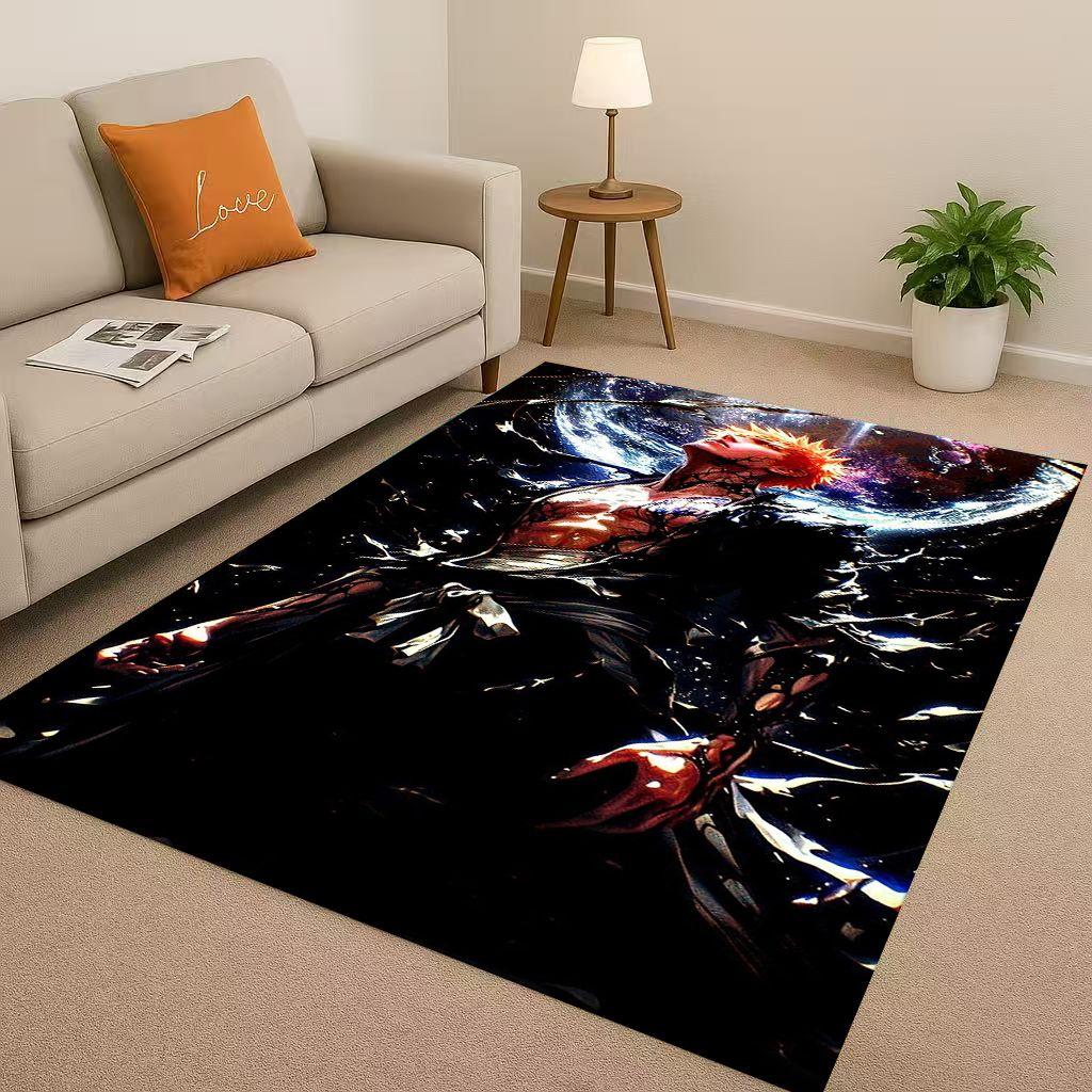 Anime Bleach Kurosaki Ichigo Cartoon Wohnzimmer Rutschfester Teppich für Schlafzimmer Sofa, Leicht zu reinigen Heimdekoration Fußmatte Spielmatte