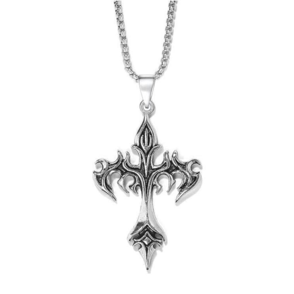 Geometric Cross Pendant Necklace For Men And Women With Alloy Chains In Vintage Style