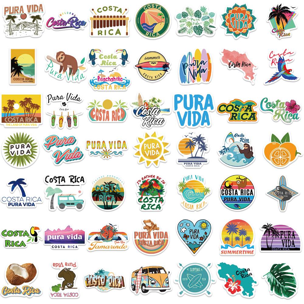 50 Costa Rican Stickers Decorate Suitcase Notebook Waterproof Guitar Removable Without Repeating DIY Stickers