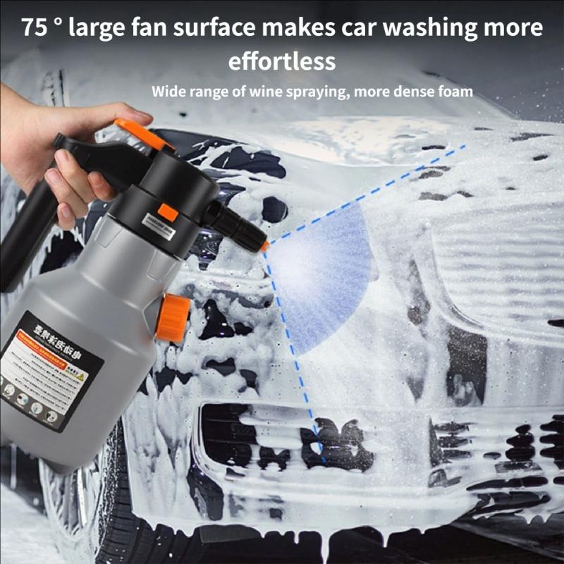 75 Degree Wide Angle USB Rechargeable Foam Sprayer Guns With 2 Liter Container And Fan Shaped Misting For Auto Detailing