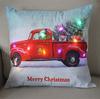 LED Light Christmas Cushion Cover Short Plush Elk Throw Pillow Case for Sofa Luminous Santa Clause Printed Pillowcase Home Decor
