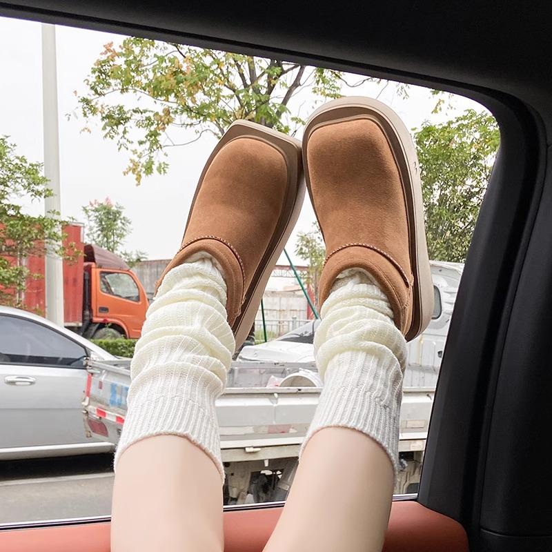 Women's Fashion Lightweight Height-enhancing Soft Sole Winter Warm Fur One Snow Boots Velvet Lined Non-slip Casual Sports Cotton Boots