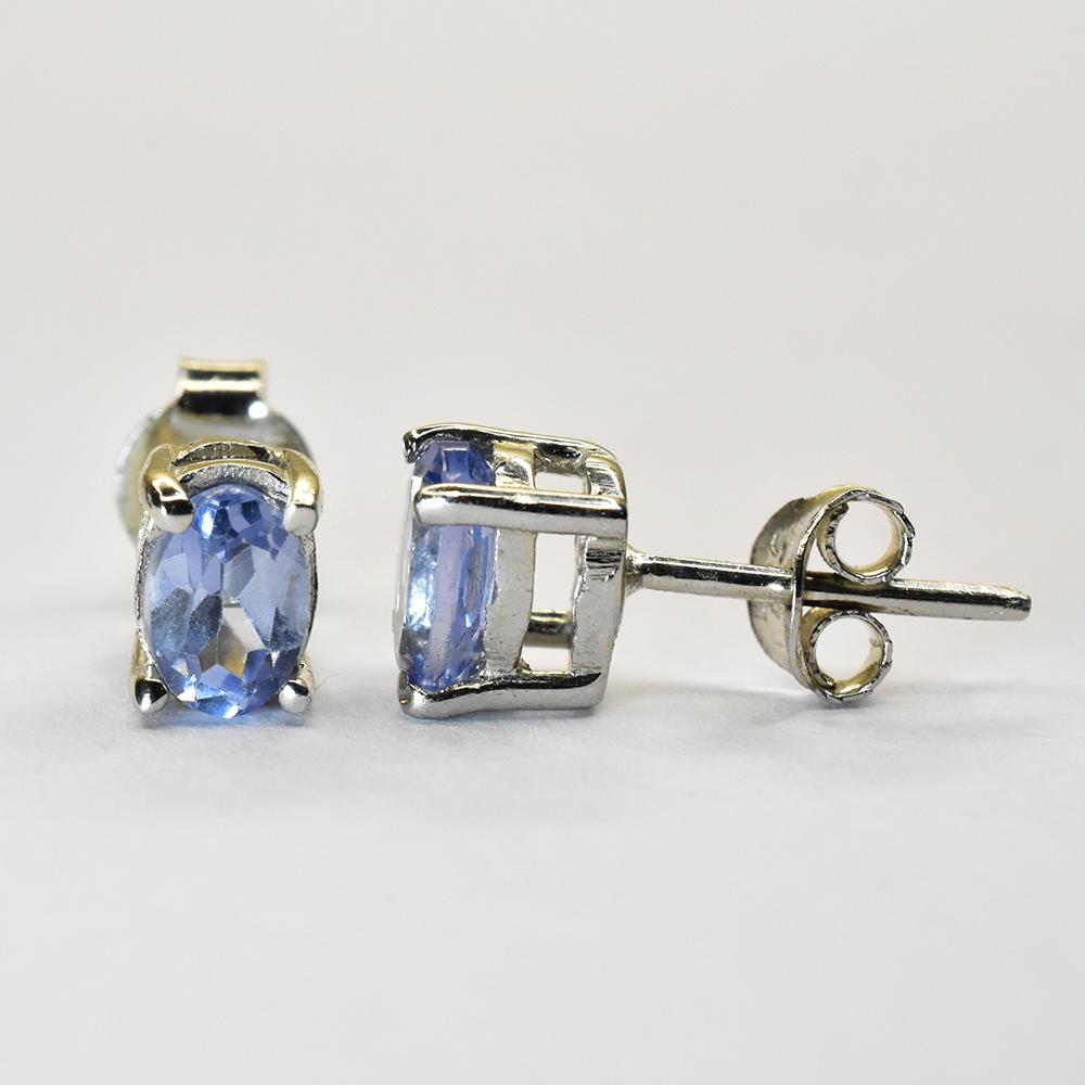 Blue Sapphire 925 Sterling Silver Earring Gemstone Natural Certified Oval Cut