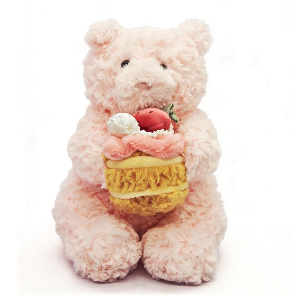 New JC Cute Smiley Face Cake Pink Christmas Gift Party Decoration cake Bear Plush Toy Soft Stuffed Dessert Doll Birthday