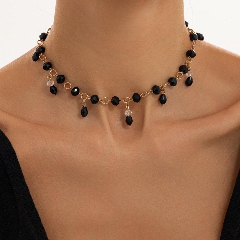 Red Crystal Bead Chain Tassel Drop Crystal Collar New Party Jewelry Night Event
