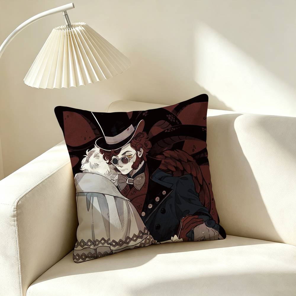 I-Ineffable Husbands Crowley Aziraphale Square Double-Sided printed Pillow Case Bedroom Bedside Pillow Sofa Cushion Cover