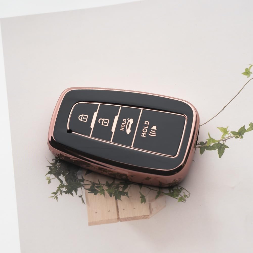 Key Fob Cover with Keychain Fit for Toyota - Highlander Corolla Prius 2018-2024 RAV4 Camry Avalon C-HR GT86 Smart Key