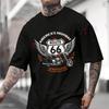 Free Roads! Highway 66 Motorcycle Cotton Casual T-shirts Mens Summer Motorcycle Cycling Sportsw