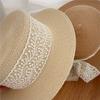 Straw Hat, Countryside Fashion, Versatile, Flat Top Lace Sun Hat, Straw Woven Travel Sun Hat, Sun Protection