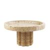 Handcrafted Wabi Sabi Yellow Tray, Geometric High-Footed Multi-Functional Server for Fruit,Natural Crackle Textured Centerpiece