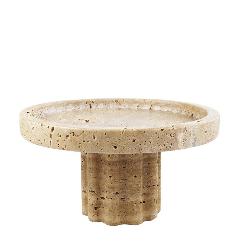 Handcrafted Wabi Sabi Yellow Tray, Geometric High-Footed Multi-Functional Server for Fruit,Natural Crackle Textured Centerpiece