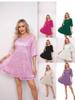 New Style Trendy Solid Loose Waist Short Sleeve Mini Dress Party Evening Sequined Gown