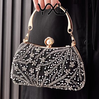 Clutch da sera da donna finemente ricamato con perline - Borsetta abbinata al Qipao da sposa per gala, matrimoni ed eventi formali (Design di lusso Europa e USA)