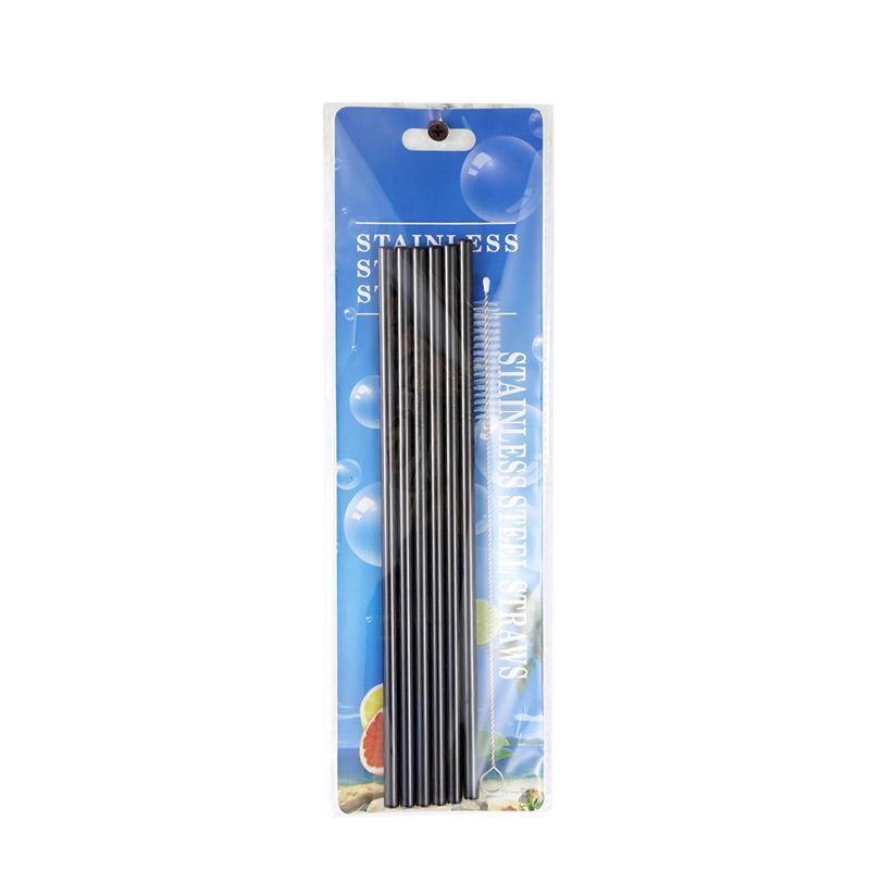 6pcs Metal Reusable 304 Stainless Steel Straws Straight Bent Drinking Straw With Case Cleaning Brush Set Party Bar accessory