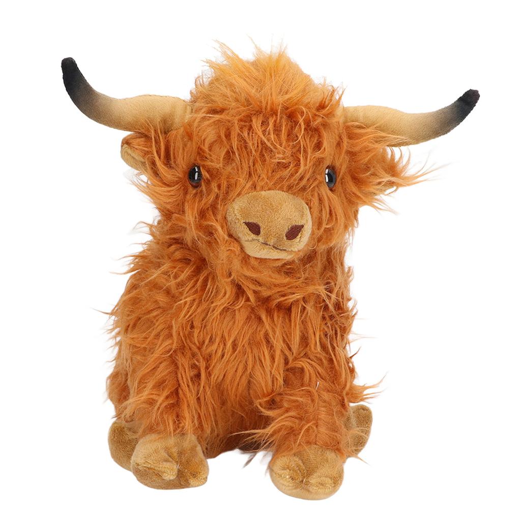 Simulation Highland Cow Plush Toy Lifelike Cute Soft Stuffed Animal Doll for Gifts Decoration 9.1in