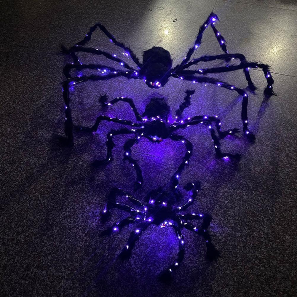 Halloween Spider Decorations Light Up Giant Spider Glowing Black Spider for Indoor Outdoor
