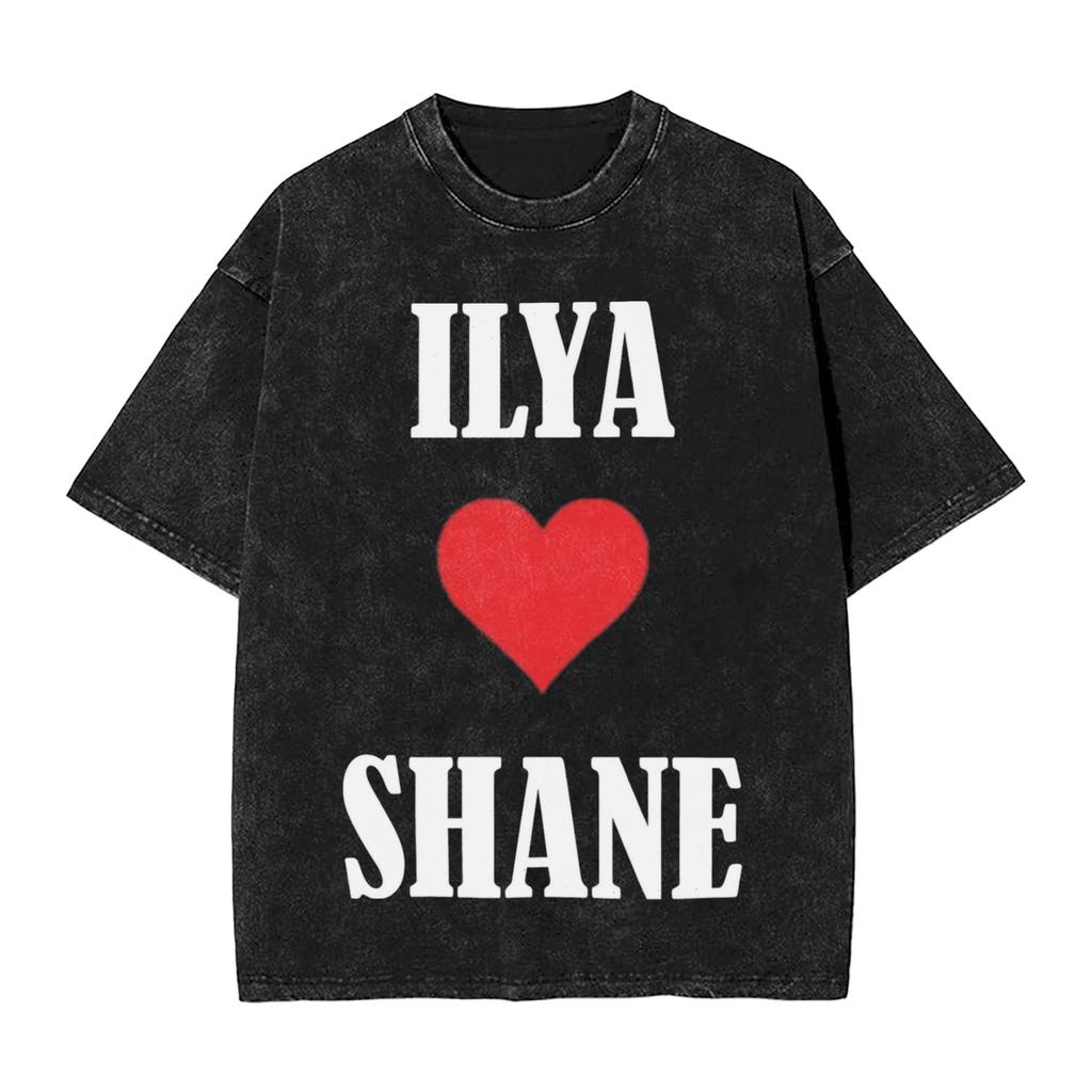 Shane  Ilya Back Heated Rivalry T Shirt Washed Short Sleeve Street TShirts  Vintage for Men Women Printed Tees