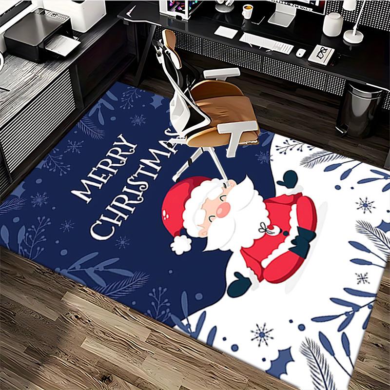 Christmas Santa Claus Chair Mat - Non-Slip Carpet for Office, Home Decor, Living Room, Bedroom, Game Room & Dormitory - Anime Cartoon Design Holiday G