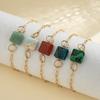 Factory Ins Style New Single Square Cube Natural Stone 18K PVD Gold Plated Paperclip Chain Fine Women Jewelry Bracelet  ODM
