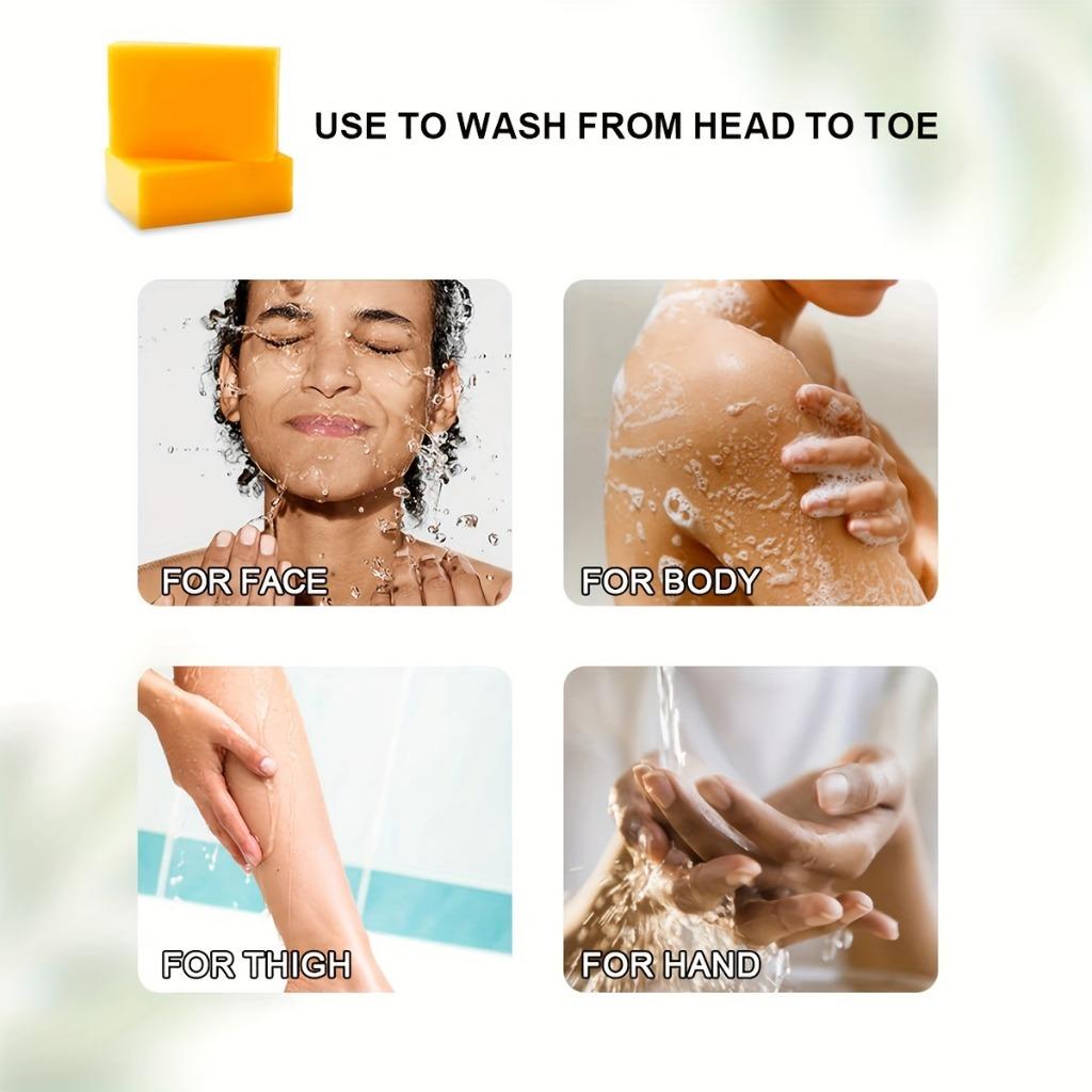 2 Stücke Kurkuma-Glow-Seife, reich an Collagen, Hyaluronsäure und Vitaminen, mildert dunkle Flecken, frei von Parabenen, für jeden Hauttyp geeignet