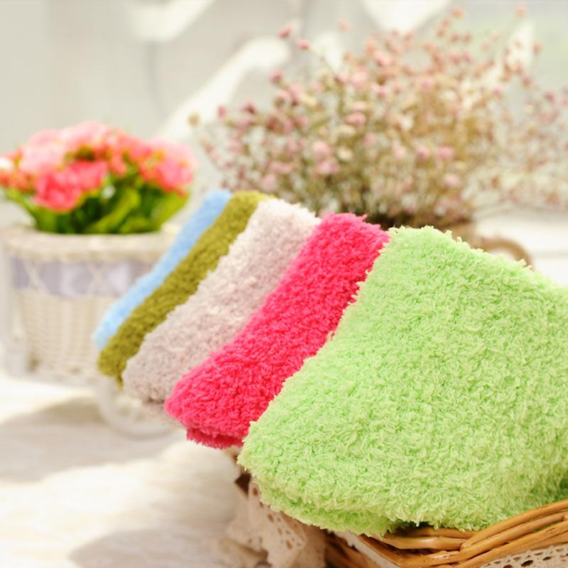 18 Styles Candy Color Thermal Warm Plush Socks Women Coral Fleece Floor Sox for Female Girls Colorful Wife‘s Gifts Dropshipping