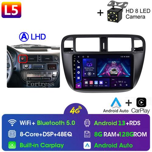 Android 14 Carplay Auto For Honda Civic 1996 1997 1998 1999 2000 2001 Multimedia Car Radio Player 4G Stereo 2 Din Tape Recorder